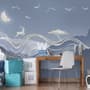 Watercolor Abstract Lines and Horned Deer Wallpaper Mural