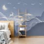 Watercolor Abstract Lines and Horned Deer Wallpaper Mural