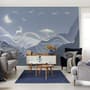 Watercolor Abstract Lines and Horned Deer Wallpaper Mural
