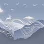 Watercolor Abstract Lines and Horned Deer Wallpaper Mural