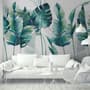 Monochrome Green Banana Leaf Wallpaper Mural