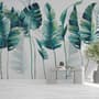 Monochrome Green Banana Leaf Wallpaper Mural