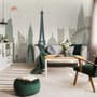 Paris City with Eiffel Tower and Amusement Park Wallpaper Mural
