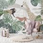 Retro Wild Animals with Tropical Leaves Wallpaper Mural