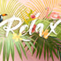 Papier peint panoramique flamant rose avec feuilles tropicales colorées
