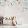 Vintage Soft Blue Vine Flowers Wallpaper Mural