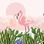 Fototapete Flamingo mit Kaktus