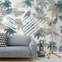 Papier peint panoramique vintage à motif de feuilles tropicales