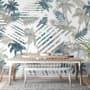 Papier peint panoramique vintage à motif de feuilles tropicales