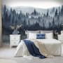 Misty Forest Landscape and Horned Deer Wallpaper Mural
