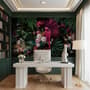 Pink Parrot with Colorful Floral Wallpaper Mural