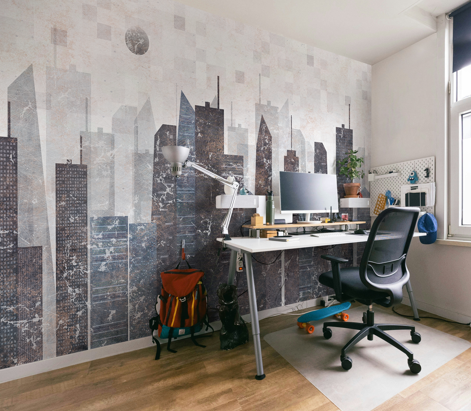 Vintage Geometric City Wallpaper Mural