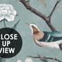 Vintage Peony Floral and Swallow Wallpaper Mural
