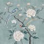 Vintage Peony Floral and Swallow Wallpaper Mural