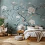Vintage Peony Floral and Swallow Wallpaper Mural