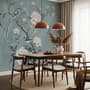 Vintage Peony Floral and Swallow Wallpaper Mural