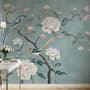 Vintage Peony Floral and Swallow Wallpaper Mural