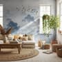 Misty Forest with Birds Wallpaper Mural