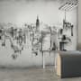 Monochrome Charcoal City Wallpaper Mural