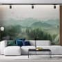 Waterfall with Misty Green Forest Landscape Wallpaper Mural