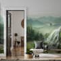 Waterfall with Misty Green Forest Landscape Wallpaper Mural