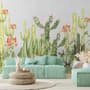 Watercolor Desert Floral and Cactus Wallpaper Mural