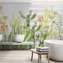 Watercolor Desert Floral and Cactus Wallpaper Mural