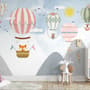 Kinder Cartoon Berglandschaft und Heißluftballon Fototapete