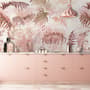 Pink Leaf and Blossom Wallpaper Mural