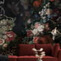 Papier peint panoramique hollandais foncé Bouquet floral avec oiseaux