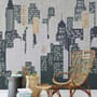 Watercolor City Silhouette Wallpaper Mural