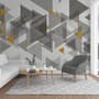 Watercolor Yellow Gray Triangle Geometric Wallpaper Mural