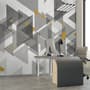 Watercolor Yellow Gray Triangle Geometric Wallpaper Mural
