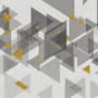 Watercolor Yellow Gray Triangle Geometric Wallpaper Mural
