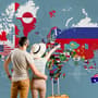 Papier peint drapeaux pays carte monde