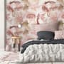 Pink Leaf and Blossom Wallpaper Mural