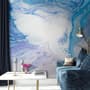Papier peint panoramique abstrait à motifs de vagues turquoise