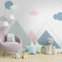 Blue Pink Mountains and Clouds Wallpaper Mural