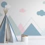 Blue Pink Mountains and Clouds Wallpaper Mural