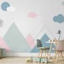Blue Pink Mountains and Clouds Wallpaper Mural