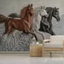 3D Embossed Look Horses Wallpaper Mural