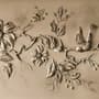 3D Embossed Look Cement Floral Tree Wallpaper Mural
