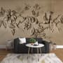 3D Embossed Look Cement Floral Tree Wallpaper Mural