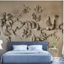 3D Embossed Look Cement Floral Tree Wallpaper Mural