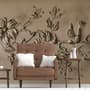 3D Embossed Look Cement Floral Tree Wallpaper Mural