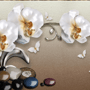 3D Look  Orchid Floral with Pebble Wallpaper Mural