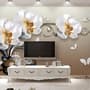 3D Look  Orchid Floral with Pebble Wallpaper Mural