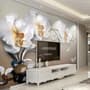 3D Look  Orchid Floral with Pebble Wallpaper Mural