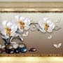 3D Look  Orchid Floral with Pebble Wallpaper Mural