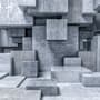 3D Look Concrete Style Gray Abstract Cubes Wallpaper Mural